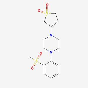 molecular formula C15H22N2O4S2 B7058538 3-[4-(2-Methylsulfonylphenyl)piperazin-1-yl]thiolane 1,1-dioxide 