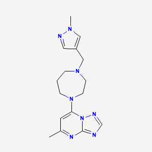 molecular formula C16H22N8 B7058567 5-Methyl-7-[4-[(1-methylpyrazol-4-yl)methyl]-1,4-diazepan-1-yl]-[1,2,4]triazolo[1,5-a]pyrimidine 