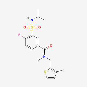 4-fluoro-N-methyl-N-[(3-methylthiophen-2-yl)methyl]-3-(propan-2-ylsulfamoyl)benzamide