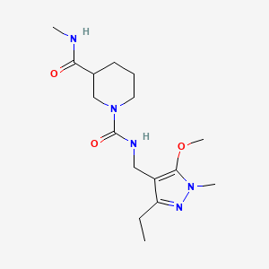 1-N-[(3-ethyl-5-methoxy-1-methylpyrazol-4-yl)methyl]-3-N-methylpiperidine-1,3-dicarboxamide