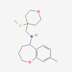 8-methyl-N-[(4-methylsulfanyloxan-4-yl)methyl]-2,3,4,5-tetrahydro-1-benzoxepin-5-amine