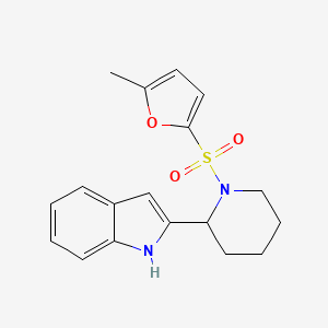 molecular formula C18H20N2O3S B7058714 2-[1-(5-methylfuran-2-yl)sulfonylpiperidin-2-yl]-1H-indole 