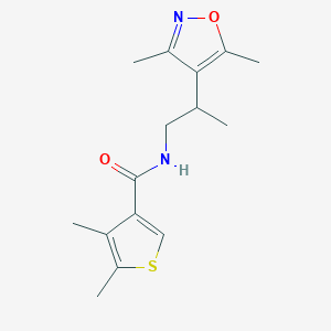 molecular formula C15H20N2O2S B7058755 N-[2-(3,5-dimethyl-1,2-oxazol-4-yl)propyl]-4,5-dimethylthiophene-3-carboxamide 