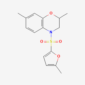 molecular formula C15H17NO4S B7058793 2,7-Dimethyl-4-(5-methylfuran-2-yl)sulfonyl-2,3-dihydro-1,4-benzoxazine 