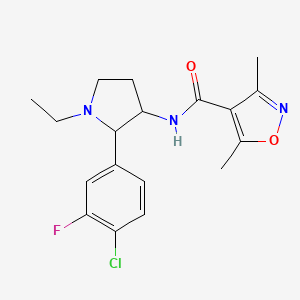 N-[2-(4-chloro-3-fluorophenyl)-1-ethylpyrrolidin-3-yl]-3,5-dimethyl-1,2-oxazole-4-carboxamide