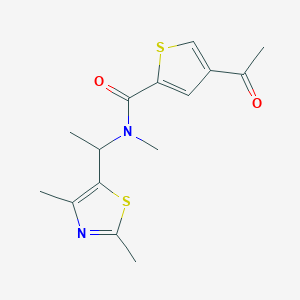 molecular formula C15H18N2O2S2 B7058955 4-acetyl-N-[1-(2,4-dimethyl-1,3-thiazol-5-yl)ethyl]-N-methylthiophene-2-carboxamide 