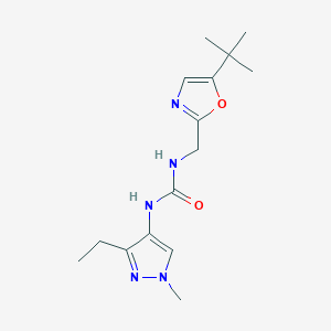 molecular formula C15H23N5O2 B7058968 1-[(5-Tert-butyl-1,3-oxazol-2-yl)methyl]-3-(3-ethyl-1-methylpyrazol-4-yl)urea 