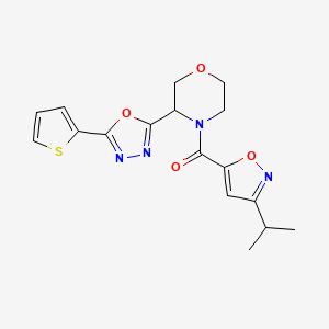 (3-Propan-2-yl-1,2-oxazol-5-yl)-[3-(5-thiophen-2-yl-1,3,4-oxadiazol-2-yl)morpholin-4-yl]methanone