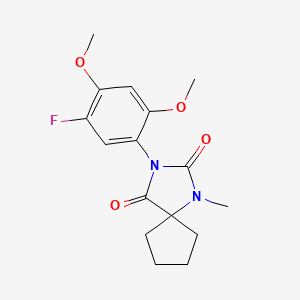 molecular formula C16H19FN2O4 B7059023 3-(5-Fluoro-2,4-dimethoxyphenyl)-1-methyl-1,3-diazaspiro[4.4]nonane-2,4-dione 