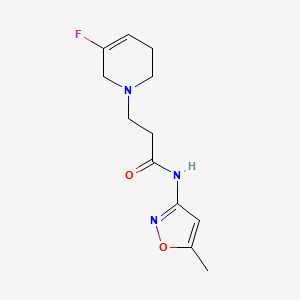 molecular formula C12H16FN3O2 B7059077 3-(5-fluoro-3,6-dihydro-2H-pyridin-1-yl)-N-(5-methyl-1,2-oxazol-3-yl)propanamide 