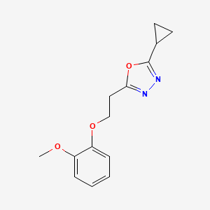 molecular formula C14H16N2O3 B7059091 2-Cyclopropyl-5-[2-(2-methoxyphenoxy)ethyl]-1,3,4-oxadiazole 