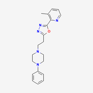 molecular formula C20H23N5O B7059105 2-(3-Methylpyridin-2-yl)-5-[2-(4-phenylpiperazin-1-yl)ethyl]-1,3,4-oxadiazole 