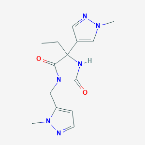 5-Ethyl-5-(1-methylpyrazol-4-yl)-3-[(2-methylpyrazol-3-yl)methyl]imidazolidine-2,4-dione