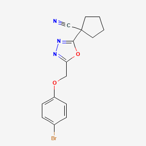 molecular formula C15H14BrN3O2 B7059155 1-[5-[(4-Bromophenoxy)methyl]-1,3,4-oxadiazol-2-yl]cyclopentane-1-carbonitrile 