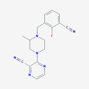 3-[4-[(3-Cyano-2-fluorophenyl)methyl]-3-methylpiperazin-1-yl]pyrazine-2-carbonitrile