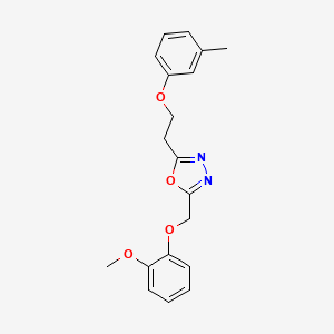 molecular formula C19H20N2O4 B7059184 2-[(2-Methoxyphenoxy)methyl]-5-[2-(3-methylphenoxy)ethyl]-1,3,4-oxadiazole 