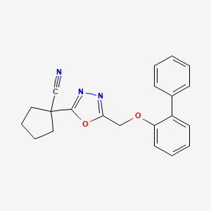 molecular formula C21H19N3O2 B7059185 1-[5-[(2-Phenylphenoxy)methyl]-1,3,4-oxadiazol-2-yl]cyclopentane-1-carbonitrile 