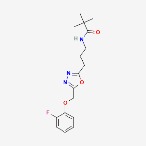 N-[3-[5-[(2-fluorophenoxy)methyl]-1,3,4-oxadiazol-2-yl]propyl]-2,2-dimethylpropanamide