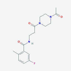 molecular formula C17H22FN3O3 B7059190 N-[3-(4-acetylpiperazin-1-yl)-3-oxopropyl]-5-fluoro-2-methylbenzamide 