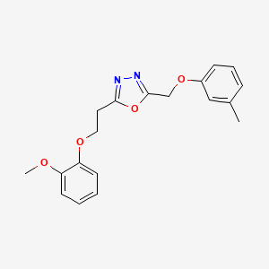 molecular formula C19H20N2O4 B7059206 2-[2-(2-Methoxyphenoxy)ethyl]-5-[(3-methylphenoxy)methyl]-1,3,4-oxadiazole 