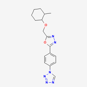 molecular formula C17H20N6O2 B7059243 2-[(2-Methylcyclohexyl)oxymethyl]-5-[4-(tetrazol-1-yl)phenyl]-1,3,4-oxadiazole 