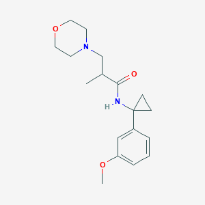 molecular formula C18H26N2O3 B7059292 N-[1-(3-methoxyphenyl)cyclopropyl]-2-methyl-3-morpholin-4-ylpropanamide 