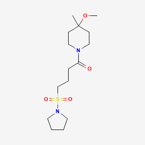 molecular formula C15H28N2O4S B7059333 1-(4-Methoxy-4-methylpiperidin-1-yl)-4-pyrrolidin-1-ylsulfonylbutan-1-one 