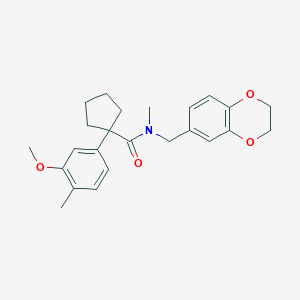 N-(2,3-dihydro-1,4-benzodioxin-6-ylmethyl)-1-(3-methoxy-4-methylphenyl)-N-methylcyclopentane-1-carboxamide