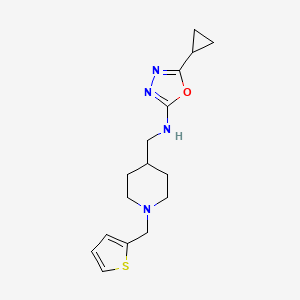 5-cyclopropyl-N-[[1-(thiophen-2-ylmethyl)piperidin-4-yl]methyl]-1,3,4-oxadiazol-2-amine