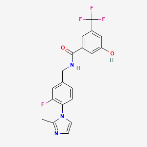 N-[[3-fluoro-4-(2-methylimidazol-1-yl)phenyl]methyl]-3-hydroxy-5-(trifluoromethyl)benzamide