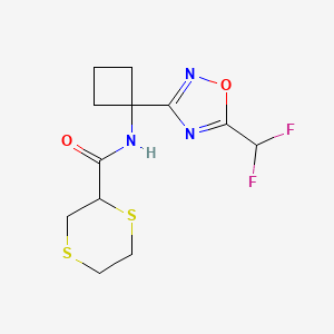 N-[1-[5-(difluoromethyl)-1,2,4-oxadiazol-3-yl]cyclobutyl]-1,4-dithiane-2-carboxamide