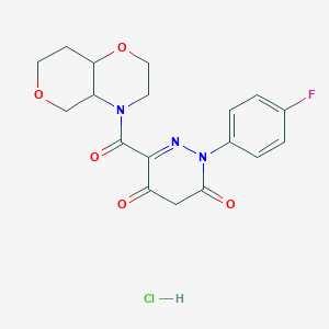 6-(3,4a,5,7,8,8a-hexahydro-2H-pyrano[4,3-b][1,4]oxazine-4-carbonyl)-2-(4-fluorophenyl)pyridazine-3,5-dione;hydrochloride