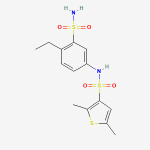 molecular formula C14H18N2O4S3 B7059965 N-(4-ethyl-3-sulfamoylphenyl)-2,5-dimethylthiophene-3-sulfonamide 