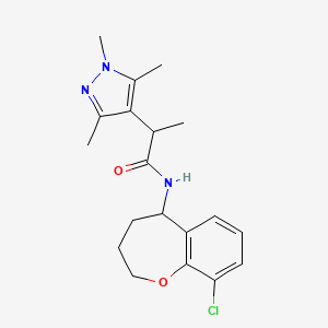 molecular formula C19H24ClN3O2 B7060176 N-(9-chloro-2,3,4,5-tetrahydro-1-benzoxepin-5-yl)-2-(1,3,5-trimethylpyrazol-4-yl)propanamide 