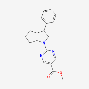 molecular formula C19H21N3O2 B7060182 methyl 2-(3-phenyl-3,3a,4,5,6,6a-hexahydro-2H-cyclopenta[b]pyrrol-1-yl)pyrimidine-5-carboxylate 