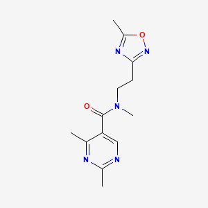 molecular formula C13H17N5O2 B7060238 N,2,4-trimethyl-N-[2-(5-methyl-1,2,4-oxadiazol-3-yl)ethyl]pyrimidine-5-carboxamide 