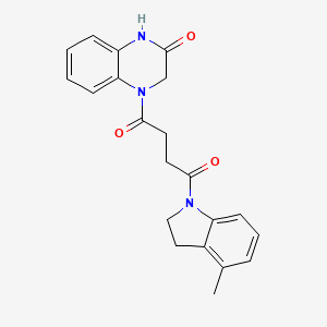 molecular formula C21H21N3O3 B7060259 1-(4-Methyl-2,3-dihydroindol-1-yl)-4-(3-oxo-2,4-dihydroquinoxalin-1-yl)butane-1,4-dione 