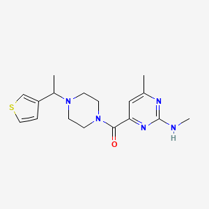 molecular formula C17H23N5OS B7060266 [6-Methyl-2-(methylamino)pyrimidin-4-yl]-[4-(1-thiophen-3-ylethyl)piperazin-1-yl]methanone 