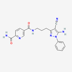 molecular formula C20H19N7O2 B7060315 5-N-[3-(5-amino-4-cyano-1-phenylpyrazol-3-yl)propyl]pyridine-2,5-dicarboxamide 