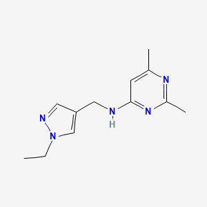 molecular formula C12H17N5 B7060327 N-[(1-ethylpyrazol-4-yl)methyl]-2,6-dimethylpyrimidin-4-amine 