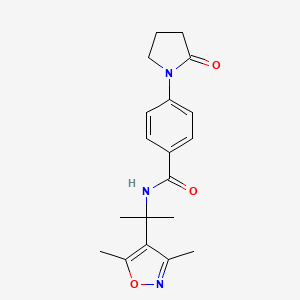 N-[2-(3,5-dimethyl-1,2-oxazol-4-yl)propan-2-yl]-4-(2-oxopyrrolidin-1-yl)benzamide