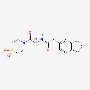 2-(2,3-dihydro-1H-inden-5-yl)-N-[1-(1,1-dioxo-1,4-thiazinan-4-yl)-1-oxopropan-2-yl]acetamide