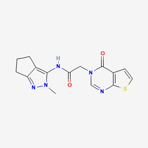 N-(2-methyl-5,6-dihydro-4H-cyclopenta[c]pyrazol-3-yl)-2-(4-oxothieno[2,3-d]pyrimidin-3-yl)acetamide