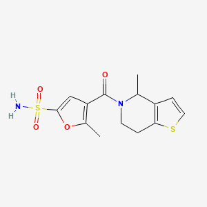 5-methyl-4-(4-methyl-6,7-dihydro-4H-thieno[3,2-c]pyridine-5-carbonyl)furan-2-sulfonamide