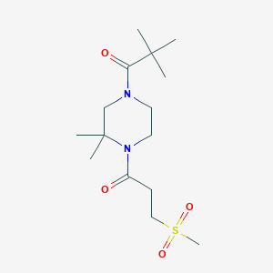 1-[3,3-Dimethyl-4-(3-methylsulfonylpropanoyl)piperazin-1-yl]-2,2-dimethylpropan-1-one