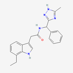 2-(7-ethyl-1H-indol-3-yl)-N-[(5-methyl-1H-1,2,4-triazol-3-yl)-phenylmethyl]acetamide