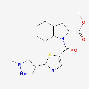 molecular formula C18H22N4O3S B7061811 Methyl 1-[2-(1-methylpyrazol-4-yl)-1,3-thiazole-5-carbonyl]-2,3,3a,4,5,6,7,7a-octahydroindole-2-carboxylate 