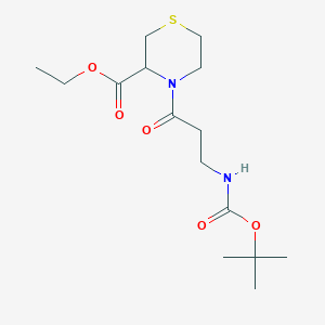 molecular formula C15H26N2O5S B7062374 Ethyl 4-[3-[(2-methylpropan-2-yl)oxycarbonylamino]propanoyl]thiomorpholine-3-carboxylate 