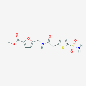 molecular formula C13H14N2O6S2 B7063646 Methyl 5-[[[2-(5-sulfamoylthiophen-2-yl)acetyl]amino]methyl]furan-2-carboxylate 