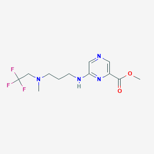 molecular formula C12H17F3N4O2 B7064121 Methyl 6-[3-[methyl(2,2,2-trifluoroethyl)amino]propylamino]pyrazine-2-carboxylate 